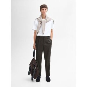 Massimo Dutti Mens Pants EU 36 US 29 Black Pleated Tapered Fit 0013/018 NWOT
